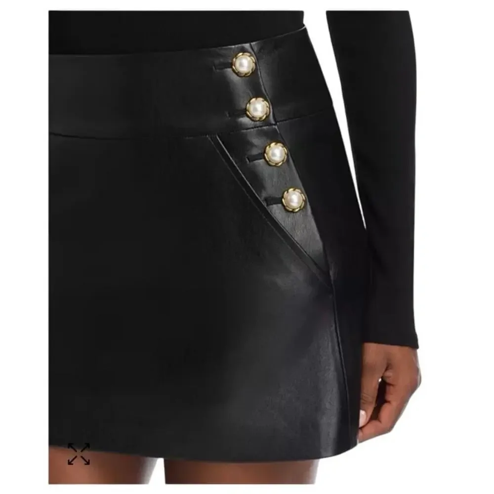 NWT Alice and Olivia Donald high rise faux leather mini skirt size 6 - Picture 7 of 14